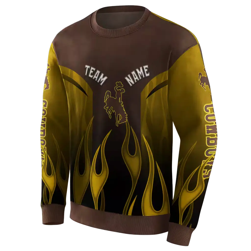 customized wyoming cowboys flame design brown hoodie new arrival customized wyoming cowboys flame design brown hoodie new arrival