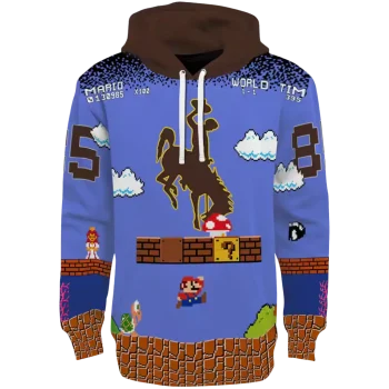 customized wyoming cowboys mario blue black hoodie best selling