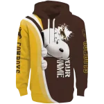 customized wyoming cowboys peeking snoopy brown hoodie best selling