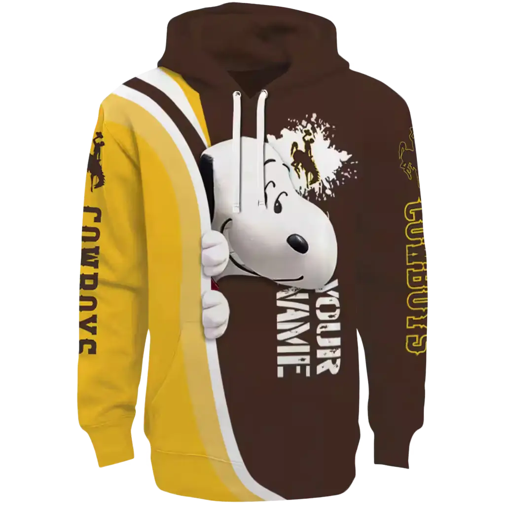 customized wyoming cowboys peeking snoopy brown hoodie best selling customized wyoming cowboys peeking snoopy brown hoodie best selling