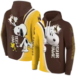 customized wyoming cowboys peeking snoopy brown hoodie best selling