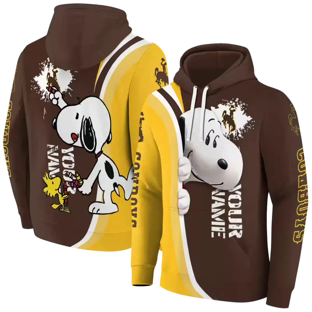 customized wyoming cowboys peeking snoopy brown hoodie fashion forward customized wyoming cowboys peeking snoopy brown hoodie fashion forward