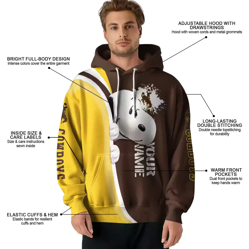 customized wyoming cowboys peeking snoopy brown hoodie latest model customized wyoming cowboys peeking snoopy brown hoodie latest model