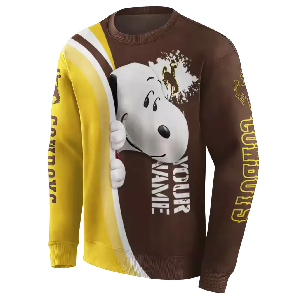 customized wyoming cowboys peeking snoopy brown hoodie new arrival customized wyoming cowboys peeking snoopy brown hoodie new arrival
