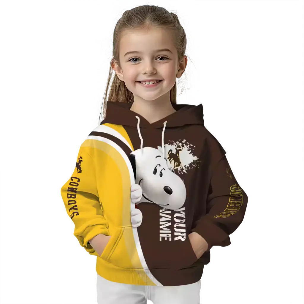 customized wyoming cowboys peeking snoopy brown hoodie top rated customized wyoming cowboys peeking snoopy brown hoodie top rated