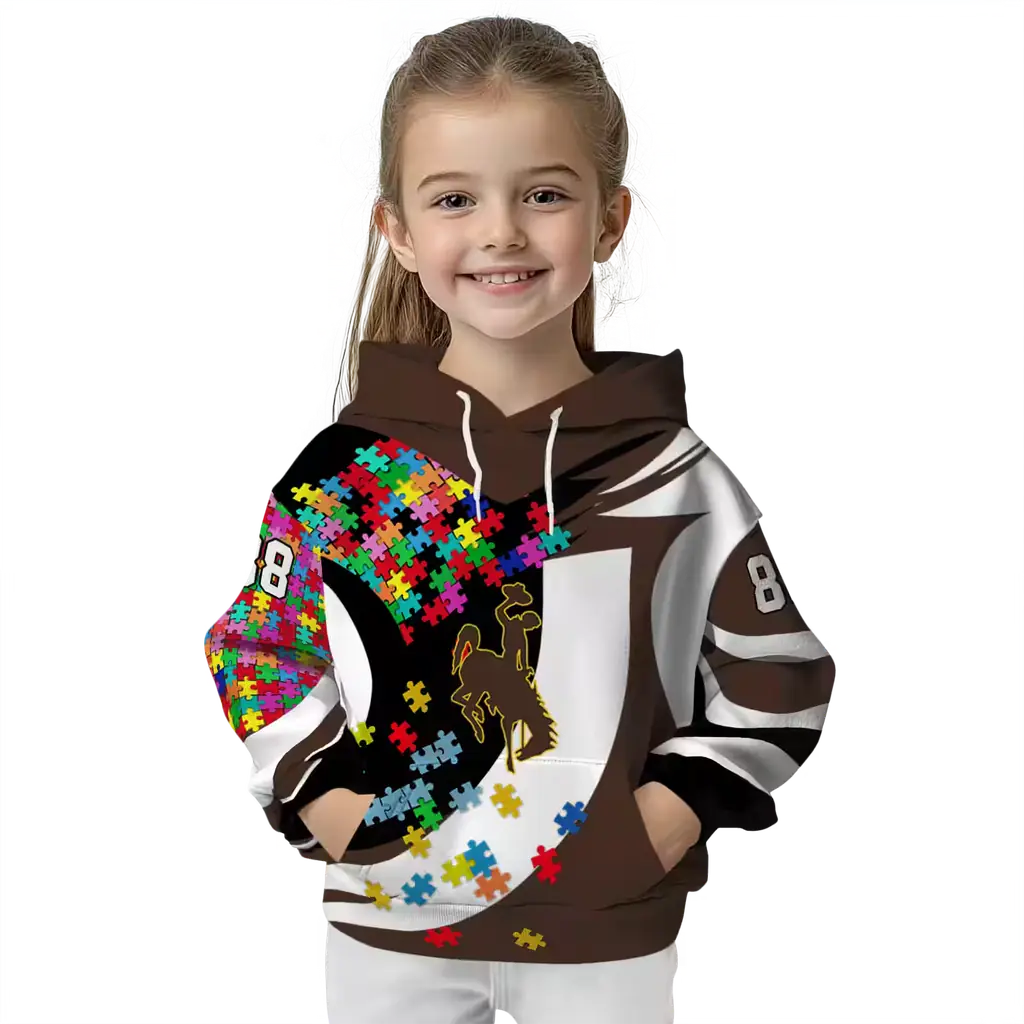 customized wyoming cowboys puzzle pieces brown hoodie top rated customized wyoming cowboys puzzle pieces brown hoodie top rated