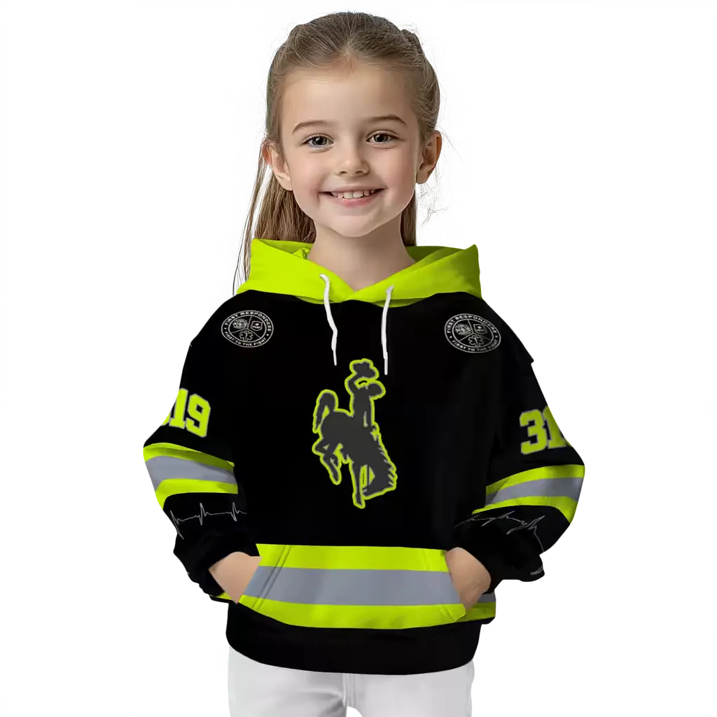 customized wyoming cowboys safety motif black neon green hoodie top rated customized wyoming cowboys safety motif black neon green hoodie top rated