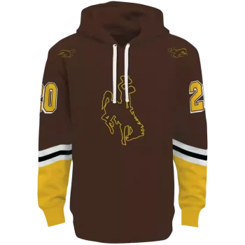 customized wyoming cowboys striped sleeves brown hoodie best selling