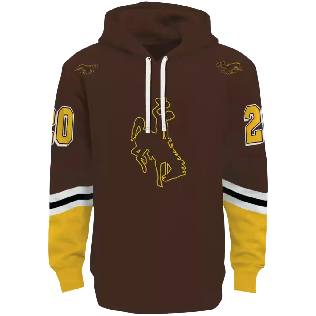 customized wyoming cowboys striped sleeves brown hoodie best selling customized wyoming cowboys striped sleeves brown hoodie best selling