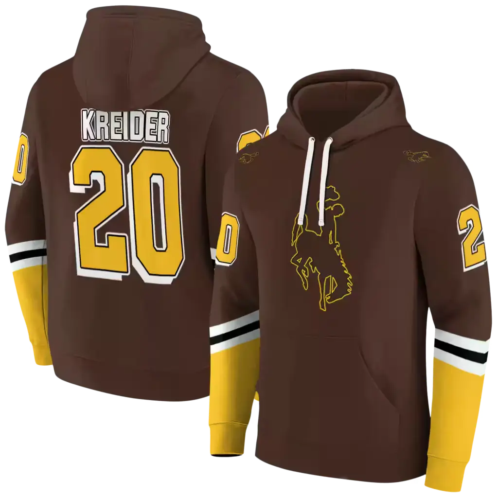 customized wyoming cowboys striped sleeves brown hoodie fashion forward customized wyoming cowboys striped sleeves brown hoodie fashion forward