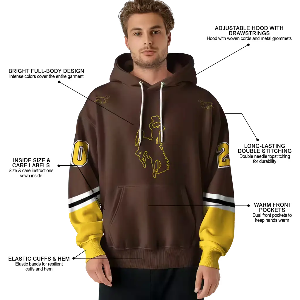 customized wyoming cowboys striped sleeves brown hoodie latest model customized wyoming cowboys striped sleeves brown hoodie latest model