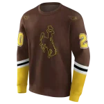 customized wyoming cowboys striped sleeves brown hoodie best selling
