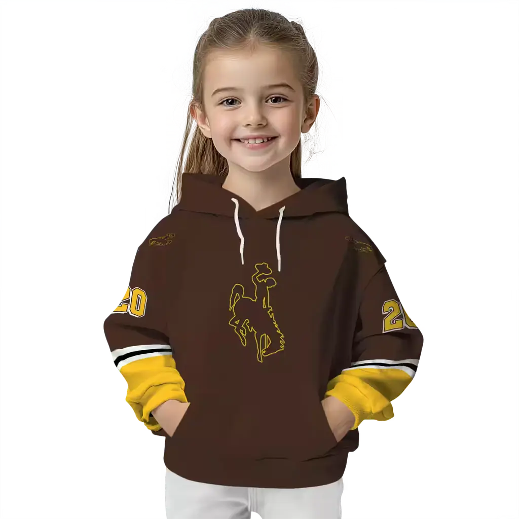 customized wyoming cowboys striped sleeves brown hoodie top rated customized wyoming cowboys striped sleeves brown hoodie top rated
