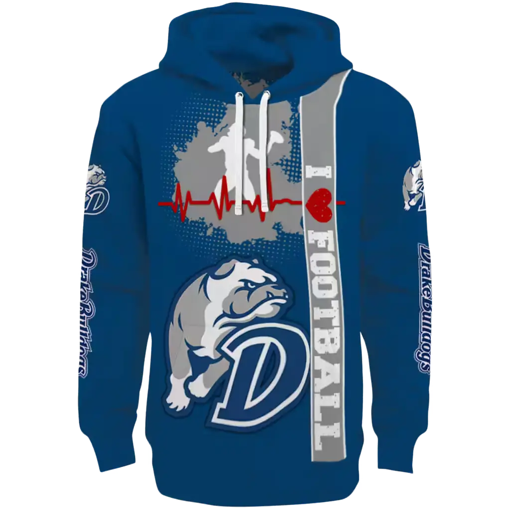 drake bulldogs football heartbeat blue hoodie best selling drake bulldogs football heartbeat blue hoodie best selling
