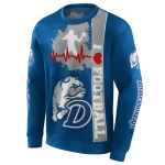 drake bulldogs football heartbeat blue hoodie best selling