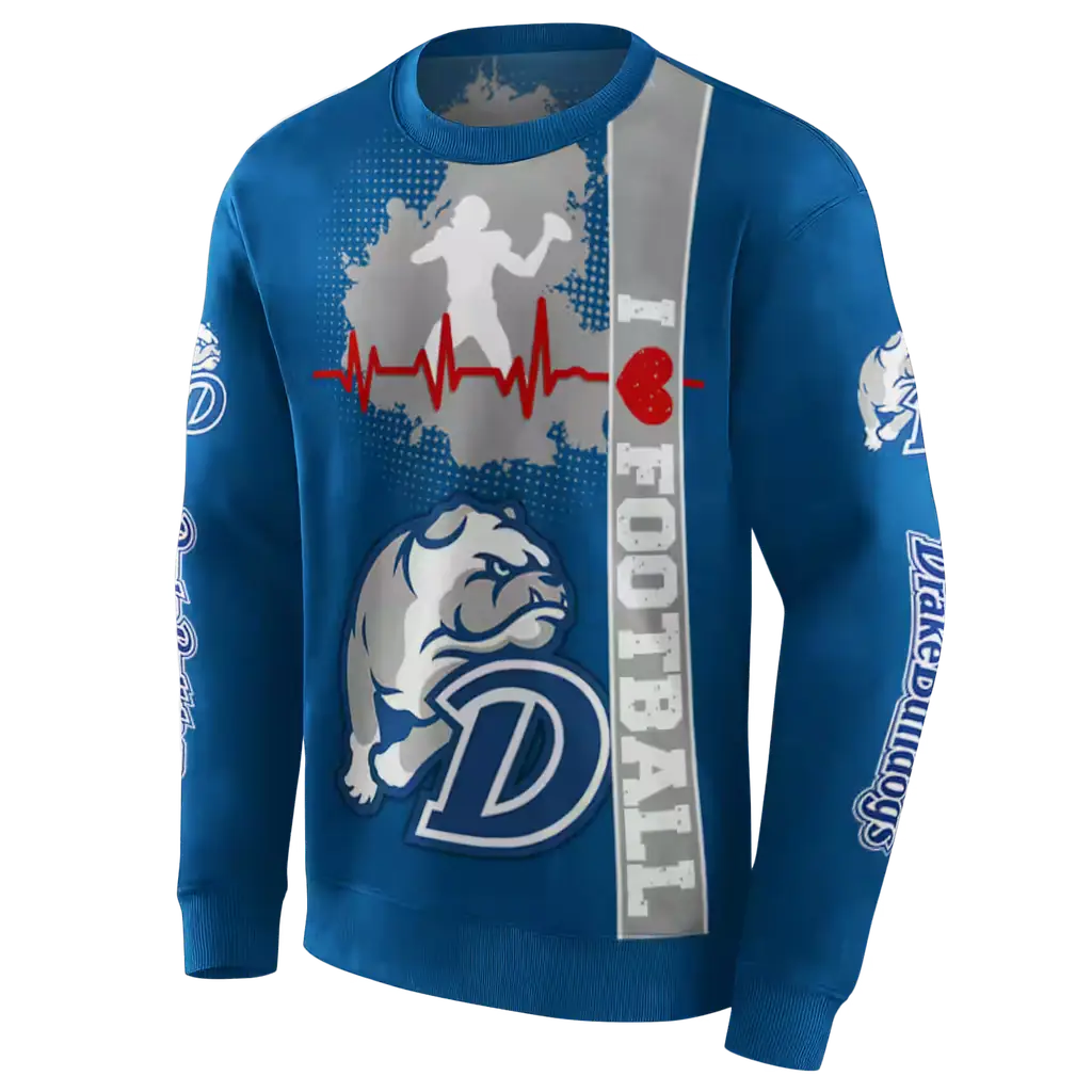 drake bulldogs football heartbeat blue hoodie new arrival drake bulldogs football heartbeat blue hoodie new arrival