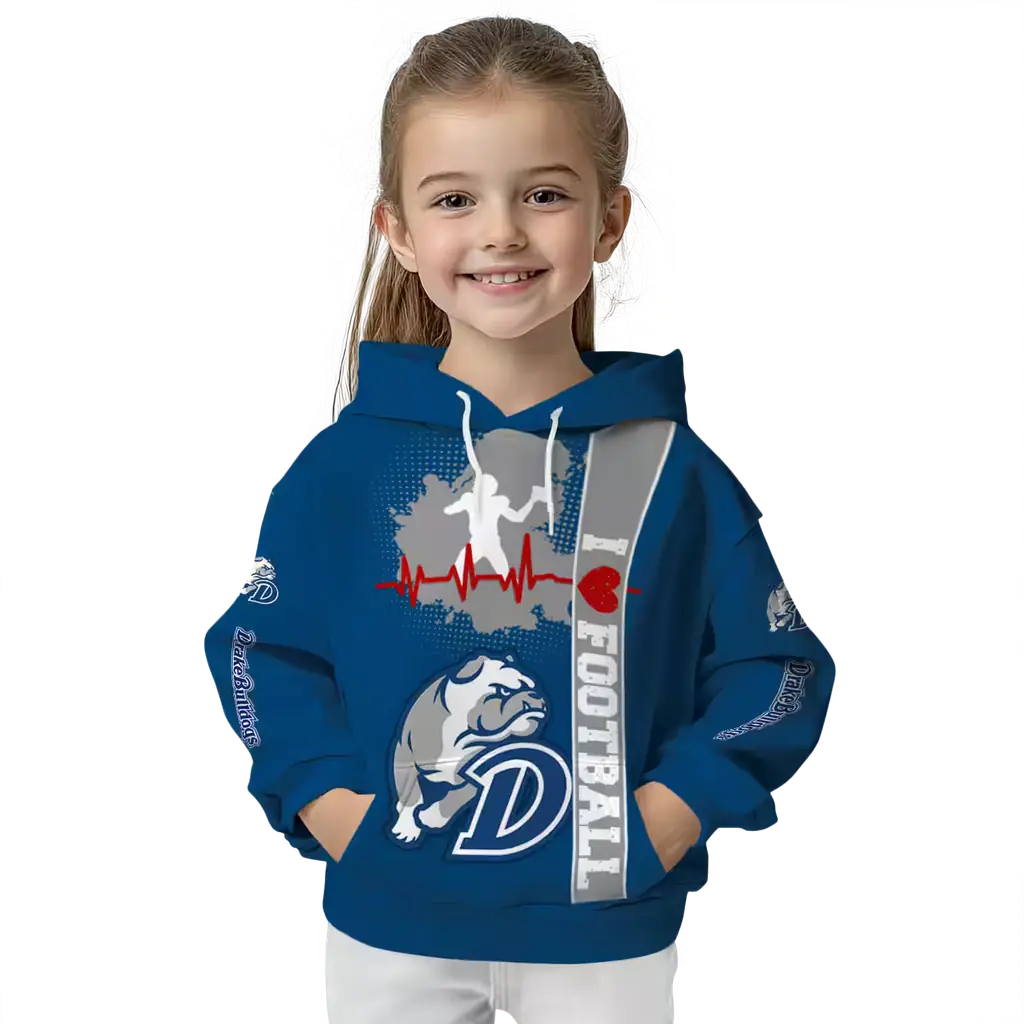 drake bulldogs football heartbeat blue hoodie top rated drake bulldogs football heartbeat blue hoodie top rated