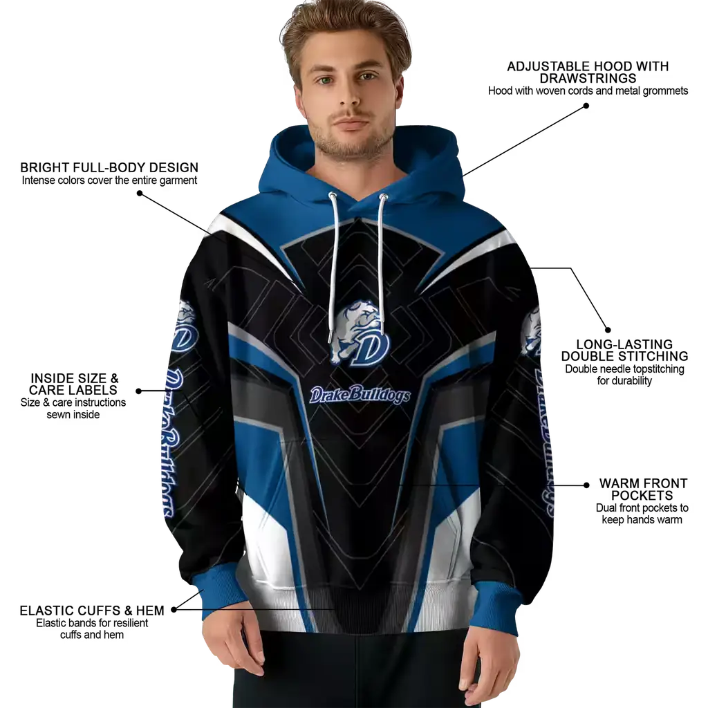 drake bulldogs futuristic pattern blue black hoodie latest model drake bulldogs futuristic pattern blue black hoodie latest model