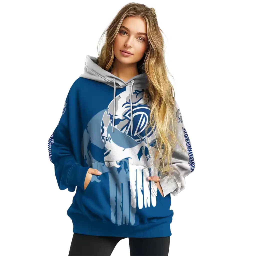 drake bulldogs graphic punisher blue white hoodie high quality drake bulldogs graphic punisher blue white hoodie high quality