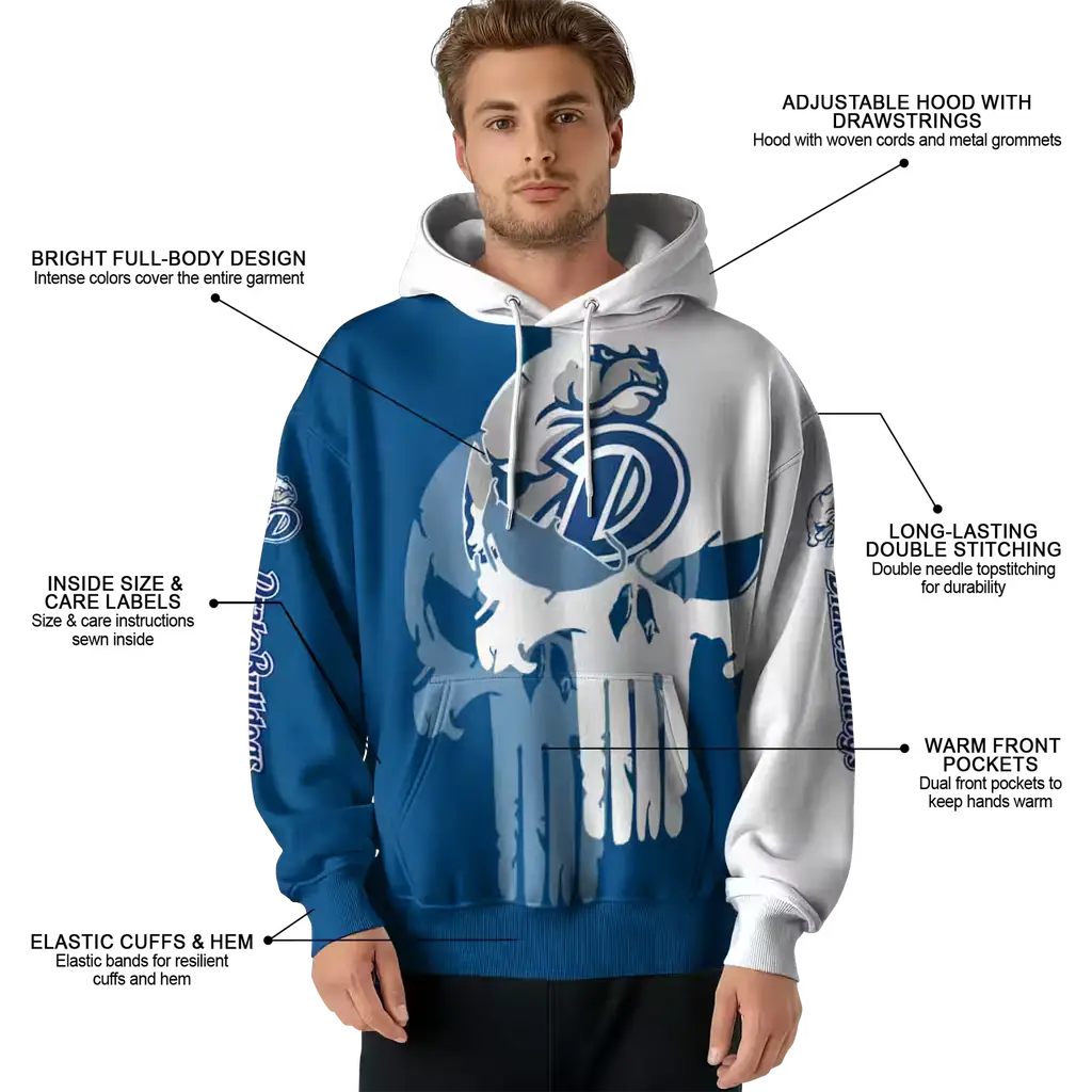 drake bulldogs graphic punisher blue white hoodie latest model drake bulldogs graphic punisher blue white hoodie latest model