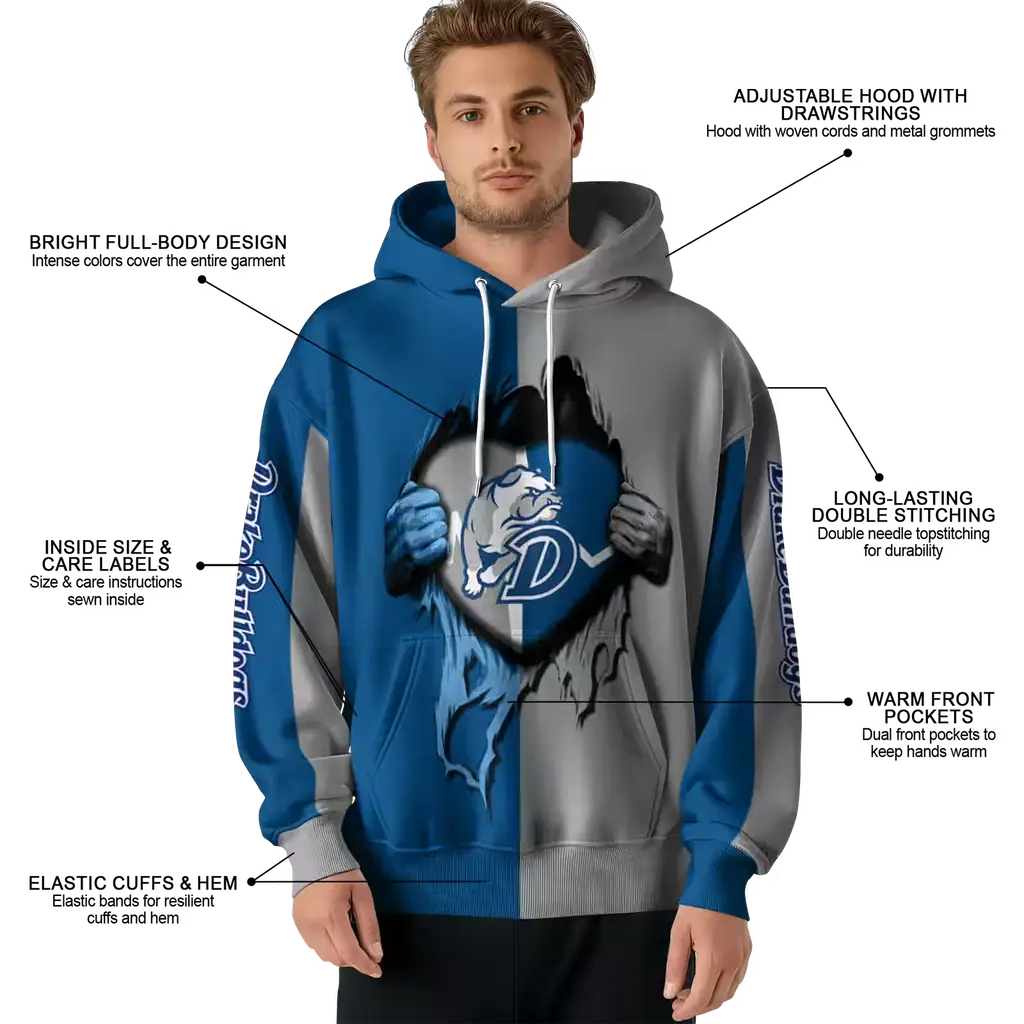 drake bulldogs heartbeat graphic blue hoodie latest model drake bulldogs heartbeat graphic blue hoodie latest model