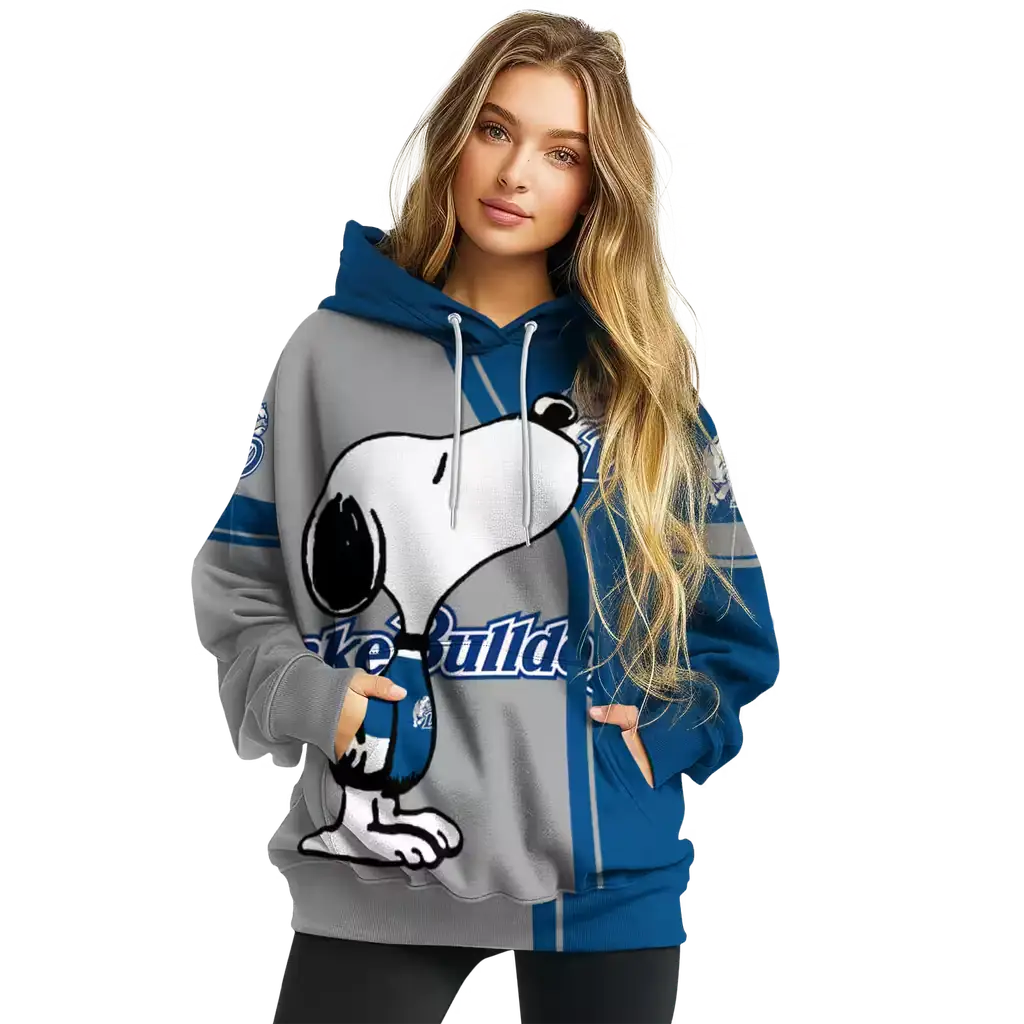 drake bulldogs playful snoopy blue hoodie high quality drake bulldogs playful snoopy blue hoodie high quality