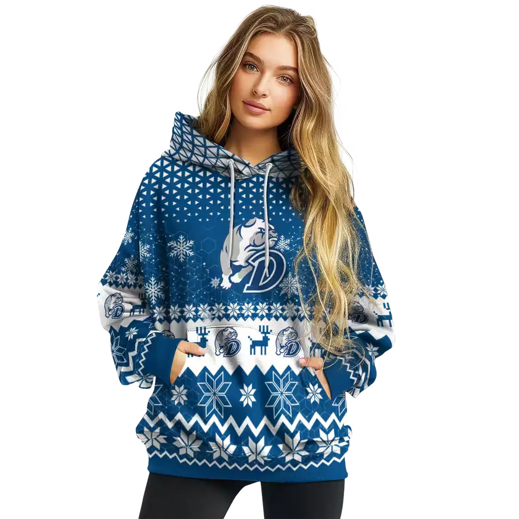 drake bulldogs reindeer motif blue hoodie high quality drake bulldogs reindeer motif blue hoodie high quality