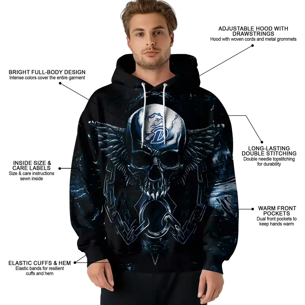 drake bulldogs skull artwork blue black hoodie latest model drake bulldogs skull artwork blue black hoodie latest model