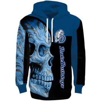 drake bulldogs skull motif blue black hoodie best selling