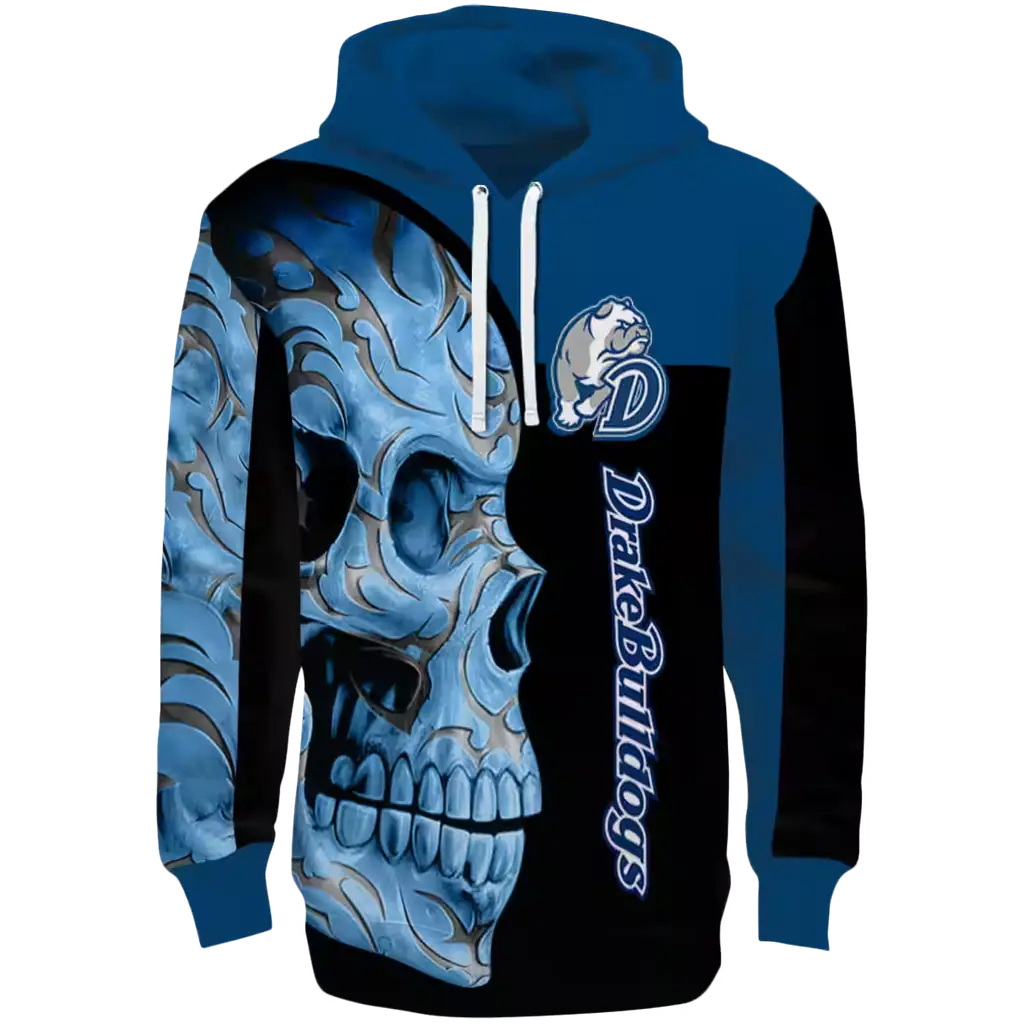 drake bulldogs skull motif blue black hoodie best selling drake bulldogs skull motif blue black hoodie best selling