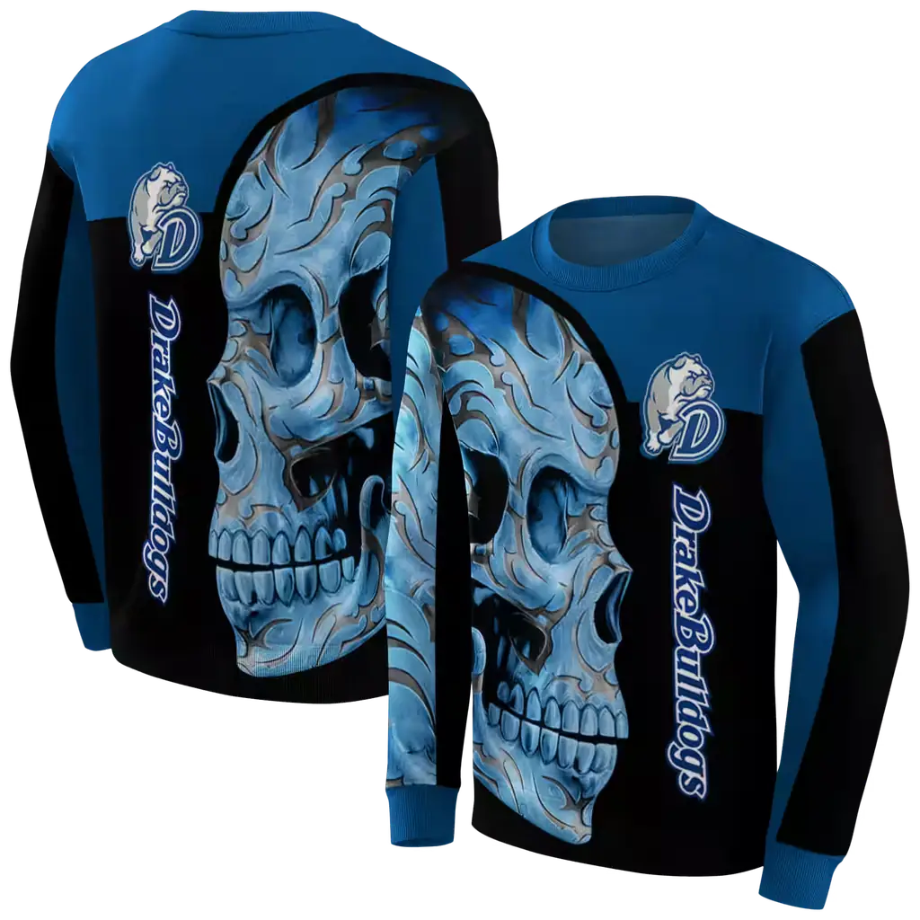 drake bulldogs skull motif blue black hoodie premium grade drake bulldogs skull motif blue black hoodie premium grade