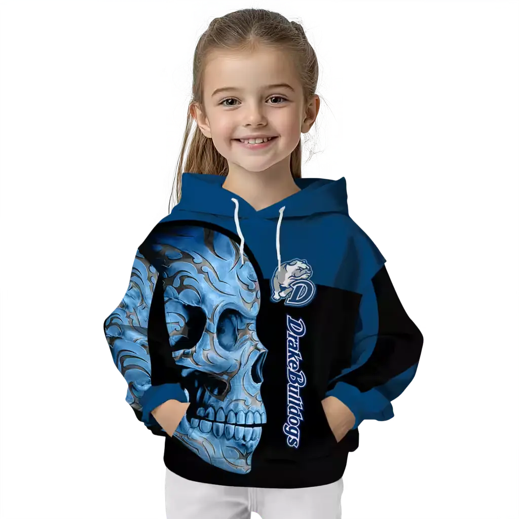 drake bulldogs skull motif blue black hoodie top rated drake bulldogs skull motif blue black hoodie top rated