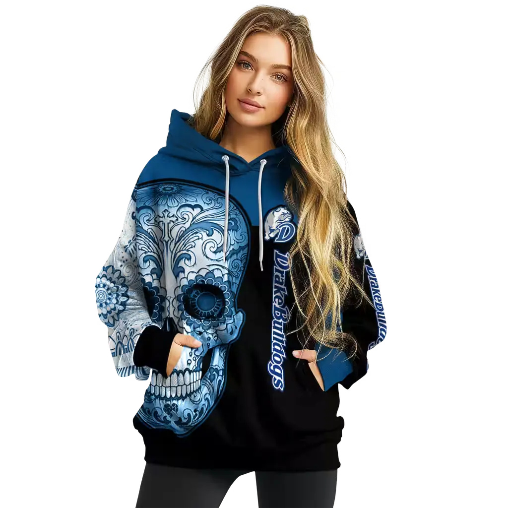 drake bulldogs sugar skull blue black hoodie high quality drake bulldogs sugar skull blue black hoodie high quality