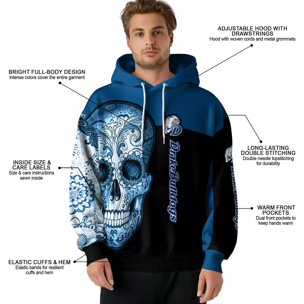 drake bulldogs sugar skull blue black hoodie latest model drake bulldogs sugar skull blue black hoodie latest model