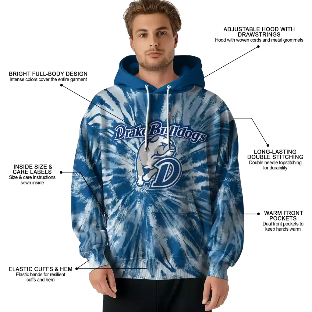 drake bulldogs tie dye pattern blue hoodie latest model drake bulldogs tie dye pattern blue hoodie latest model