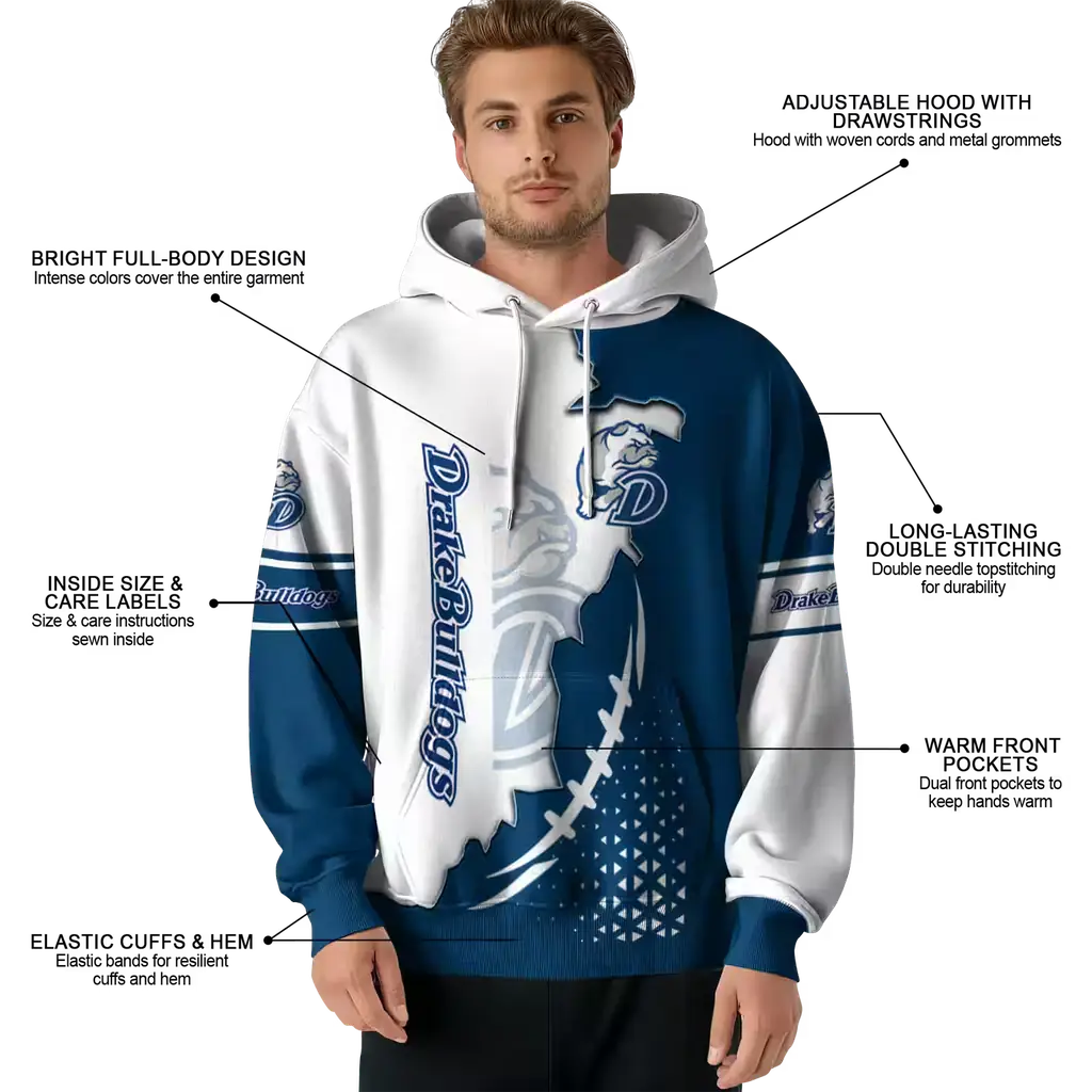 drake bulldogs triangular pattern blue white hoodie latest model drake bulldogs triangular pattern blue white hoodie latest model