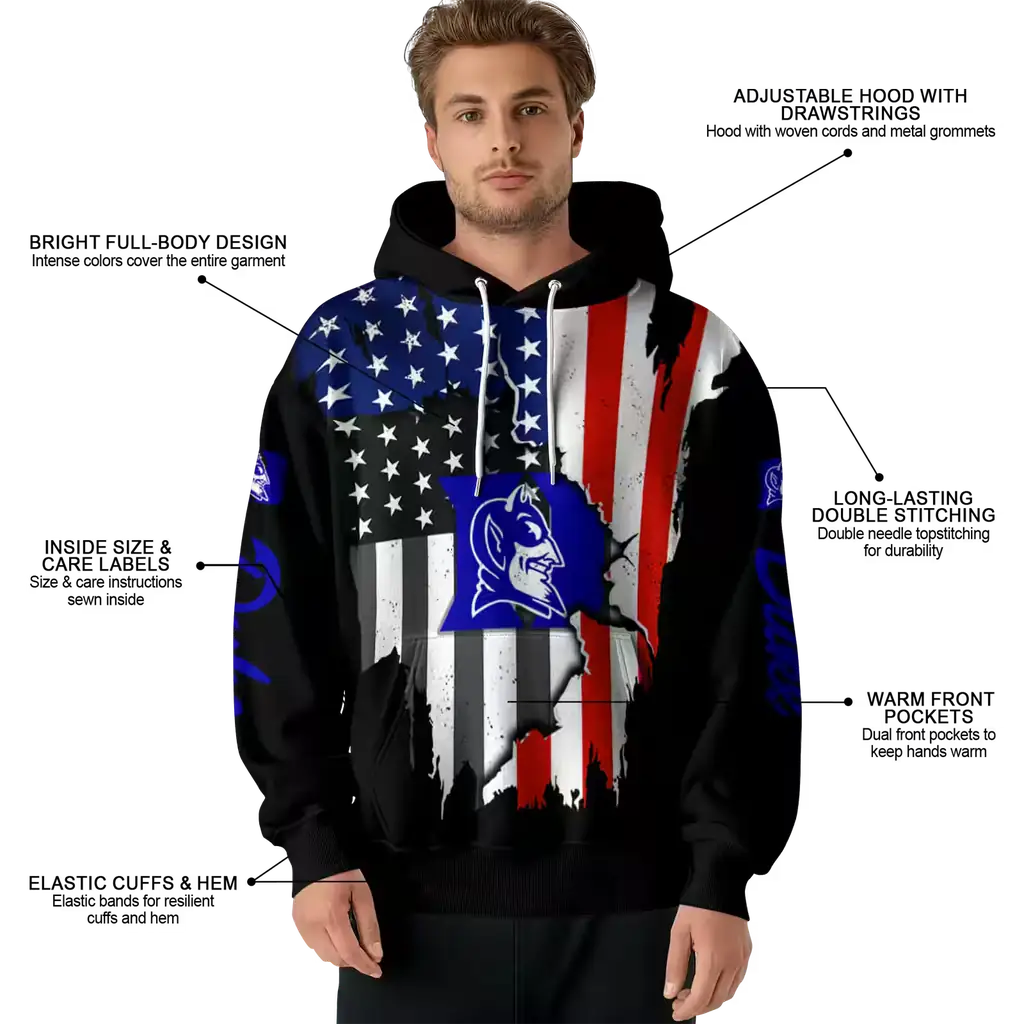 duke blue devils american pride black hoodie latest model duke blue devils american pride black hoodie latest model