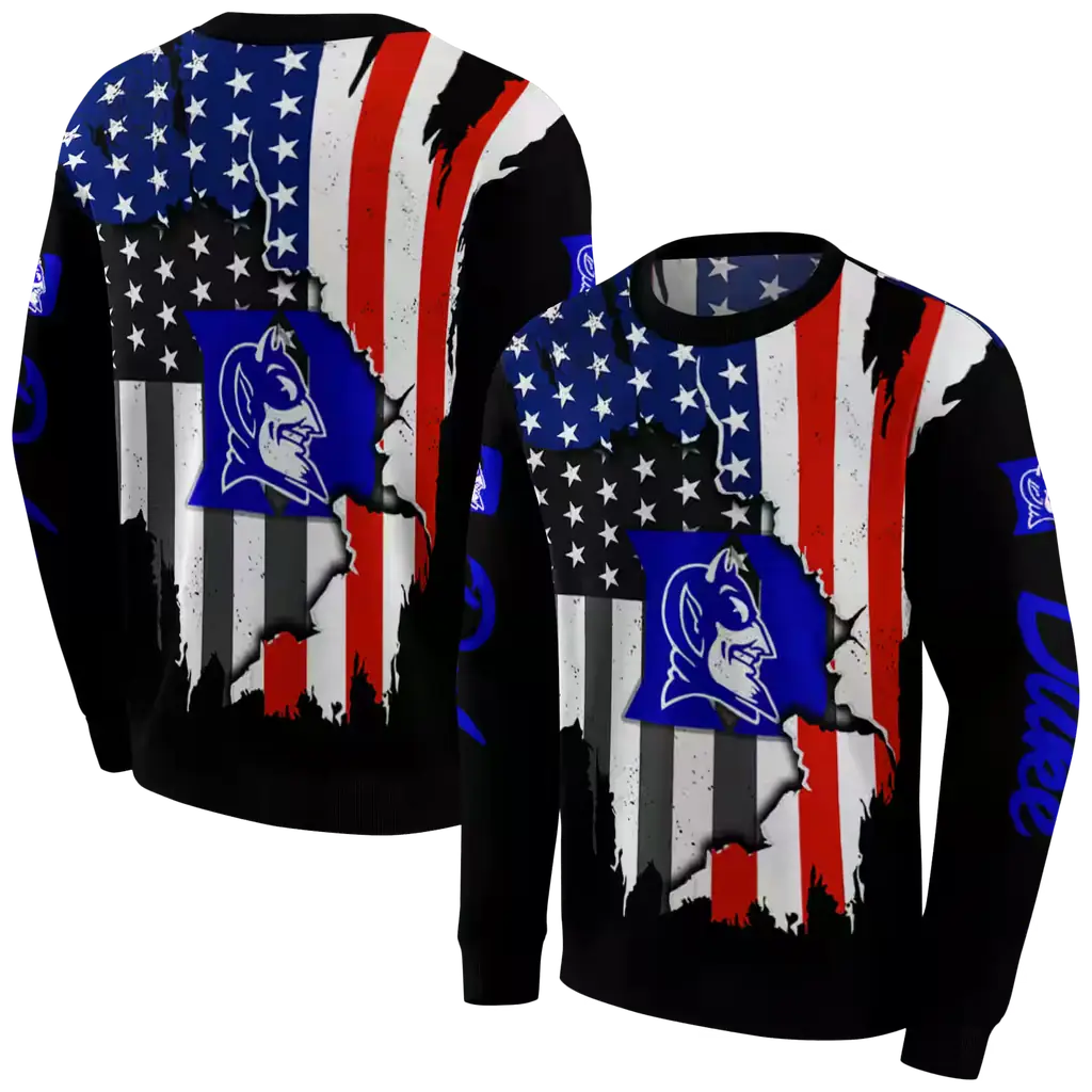 duke blue devils american pride black hoodie premium grade duke blue devils american pride black hoodie premium grade