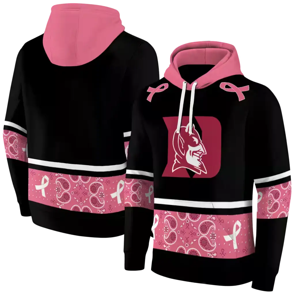 duke blue devils awareness ribbon black pink hoodie fashion forward duke blue devils awareness ribbon black pink hoodie fashion forward