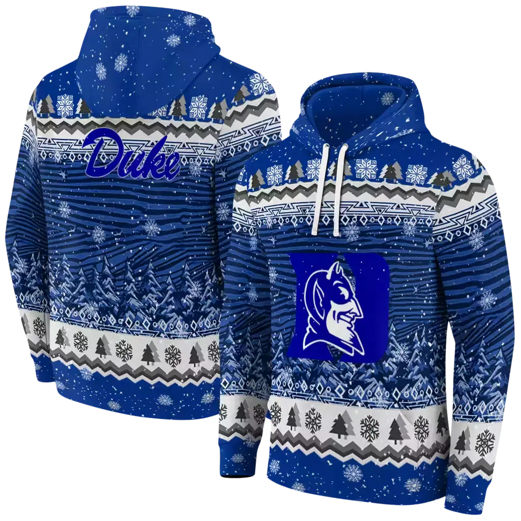 duke blue devils christmas trees blue hoodie fashion forward duke blue devils christmas trees blue hoodie fashion forward