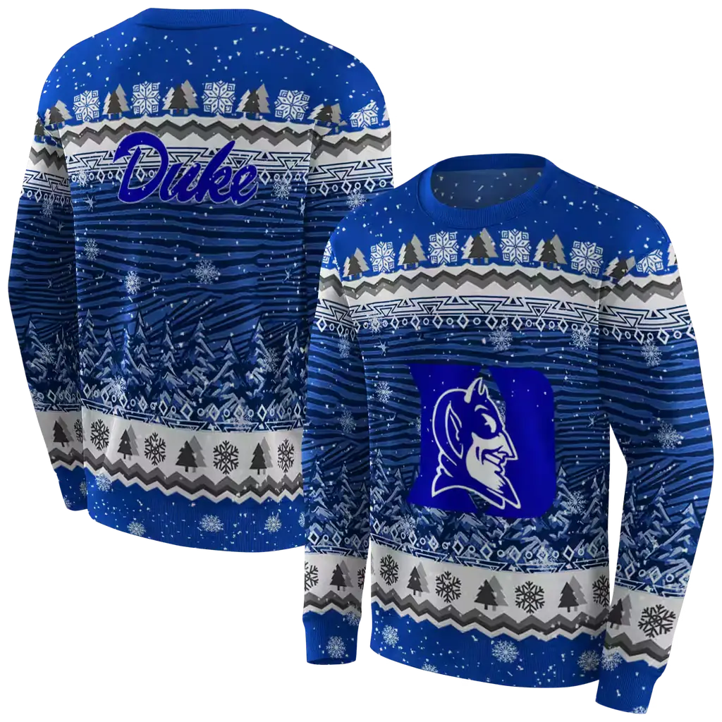 duke blue devils christmas trees blue hoodie premium grade duke blue devils christmas trees blue hoodie premium grade