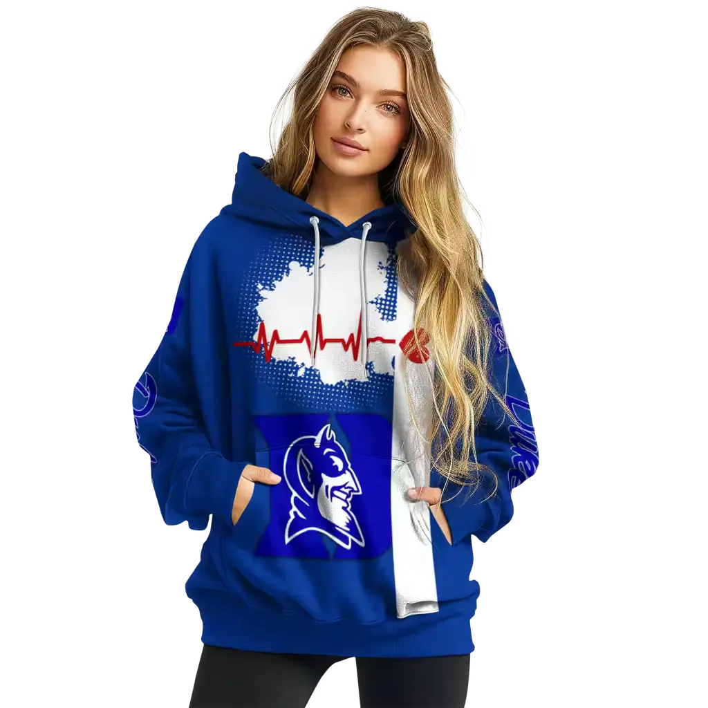 duke blue devils football heartbeat blue hoodie high quality duke blue devils football heartbeat blue hoodie high quality
