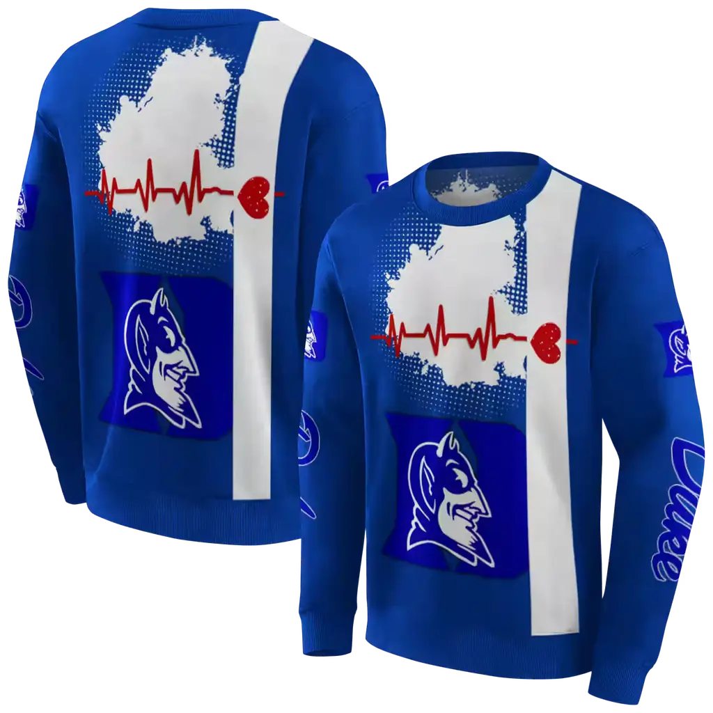duke blue devils football heartbeat blue hoodie premium grade duke blue devils football heartbeat blue hoodie premium grade