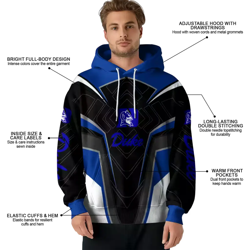 duke blue devils futuristic pattern blue black hoodie latest model duke blue devils futuristic pattern blue black hoodie latest model
