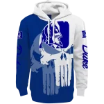 duke blue devils graphic punisher blue white hoodie best selling