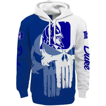 duke blue devils graphic punisher blue white hoodie best selling