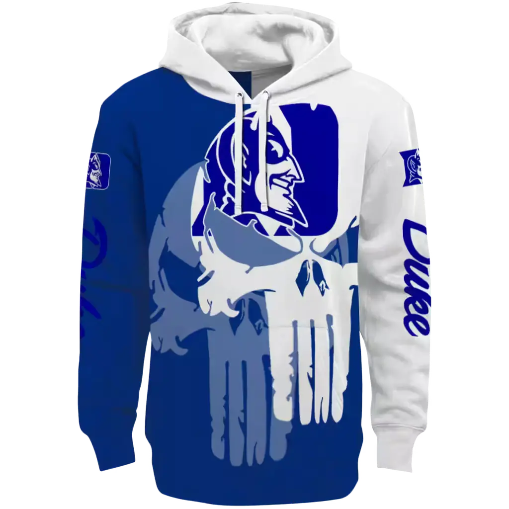 duke blue devils graphic punisher blue white hoodie best selling duke blue devils graphic punisher blue white hoodie best selling