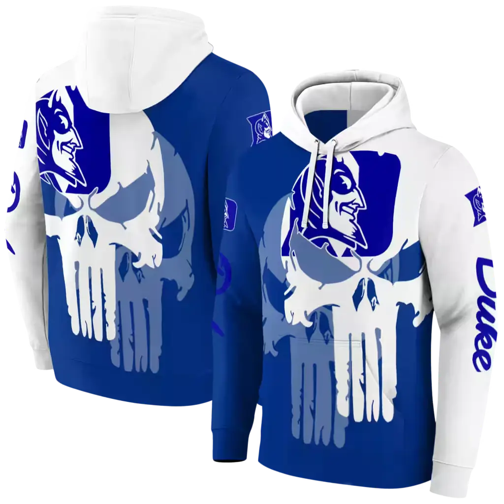 duke blue devils graphic punisher blue white hoodie fashion forward duke blue devils graphic punisher blue white hoodie fashion forward