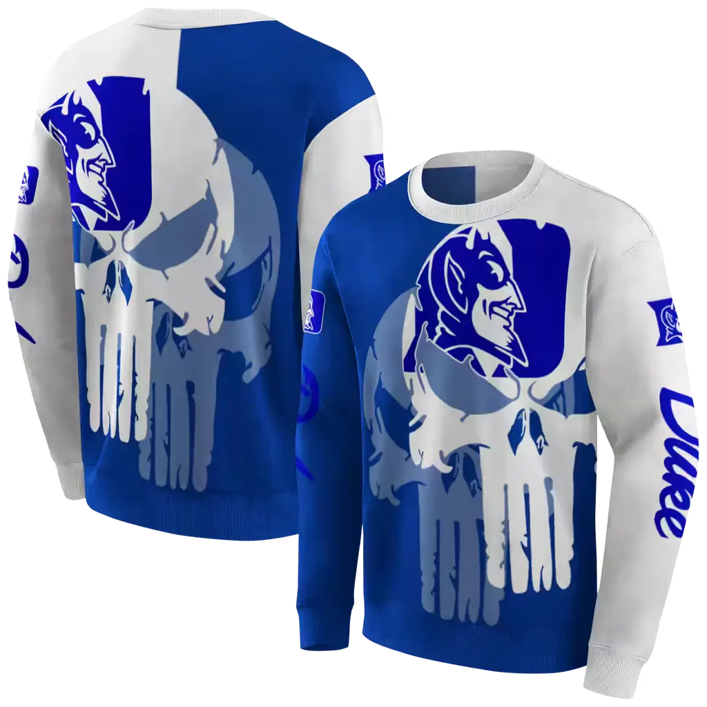 duke blue devils graphic punisher blue white hoodie premium grade duke blue devils graphic punisher blue white hoodie premium grade