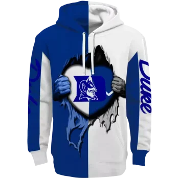 duke blue devils heartbeat graphic blue hoodie best selling